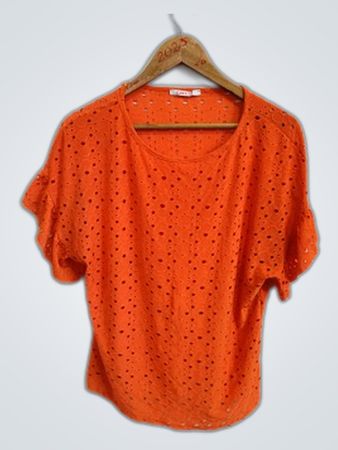Camater Orange Eyelet Blouse