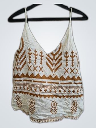 White and Brown Patterned Top