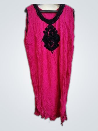 Pink Maxi Dress with Black Embellishments