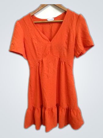 Cache Cache Orange Puffed Sleeve Mini Dress