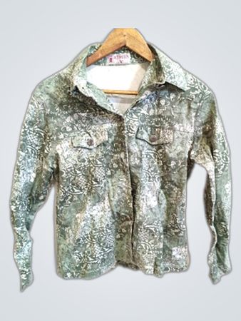 affinités green floral shirt