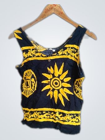 Navy Blue Batik Print Sleeveless Top