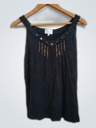 Black Sleeveless Top with Beaded Detail