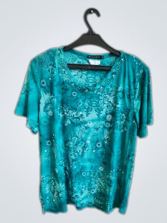 HT-STARS Teal Floral Blouse