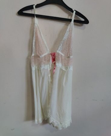 White Lace Trim Camisole with Pink Ribbon