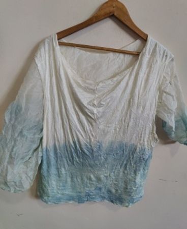 Blue and White Dyed Blouse