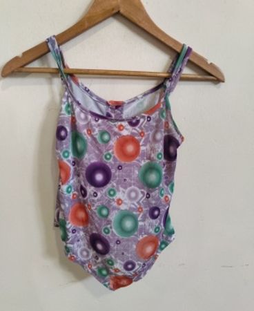 Purple Swimsuit with Colorful Circles