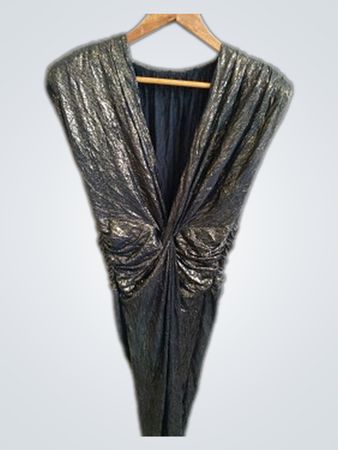 Metallic Silver Draped Mini Dress