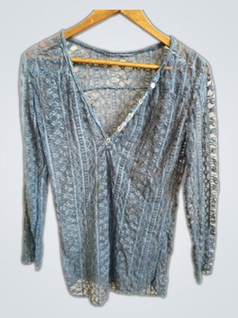 Blue Lace Long-Sleeve Top
