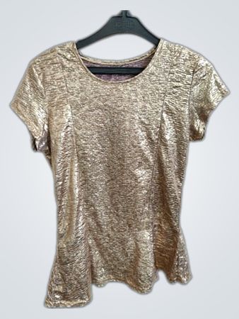 Etro Gold Metallic Peplum Top