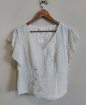 White Blouse with Floral Embroidery