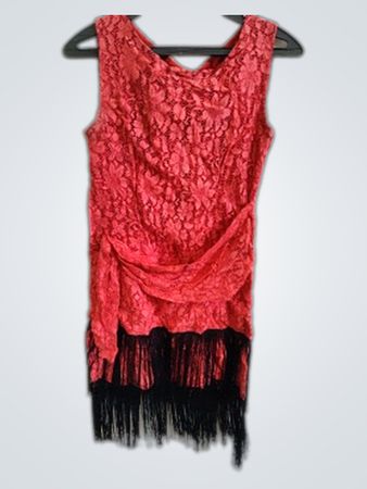 Vintage Red Lace Fringe Top