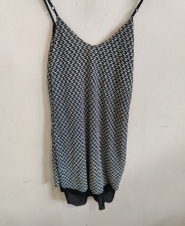 Unbranded Black and White Chevron Patterned Slip Dress