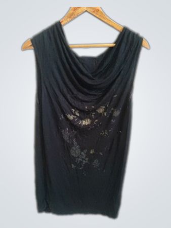 Black Draped Viscose Top