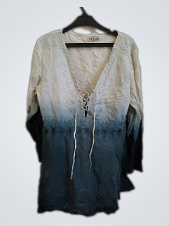 NAURU Embroidered Lace-Up Blouse