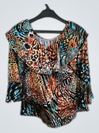 Multicolor Animal Print Ruffled Blouse