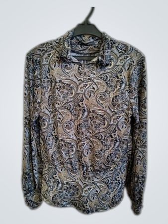 Paisley Print Long Sleeve Collared Blouse