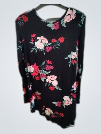 Black Floral Long Sleeve Mini Dress