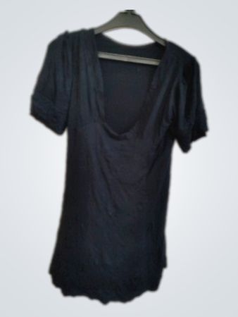 Black Draped Puff Sleeve Blouse