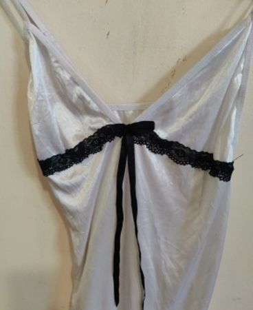 Unbranded White Satin Cami Top with Lace