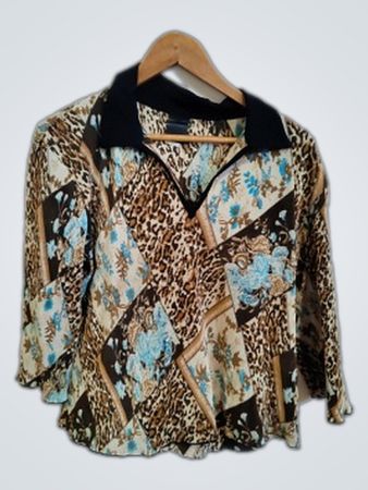 Blouse with Animal Print and Floral Pattern