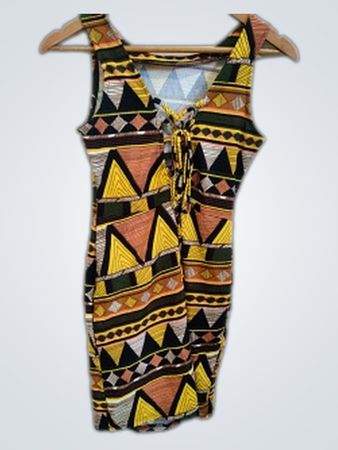 Bella Geometric Print Lace-Up Cami Top