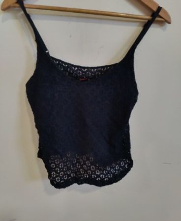 Chassé Croisée Black Lace Cami Top