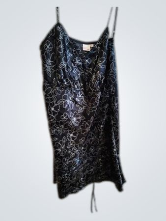 Influx Black Floral Embroidered Slip Dress