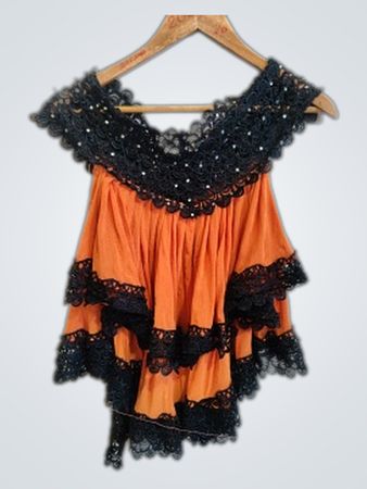 Unbranded Orange Off-Shoulder Ruffle Top