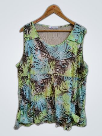 Scottage Sleeveless Palm Print Blouse
