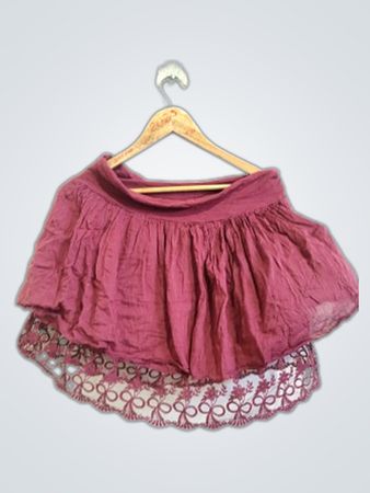 Maroon Blouse with Lace Trim