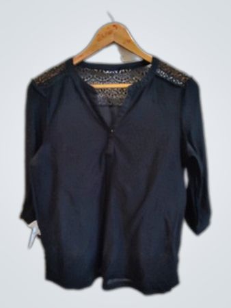 Black Blouse with Lace Details