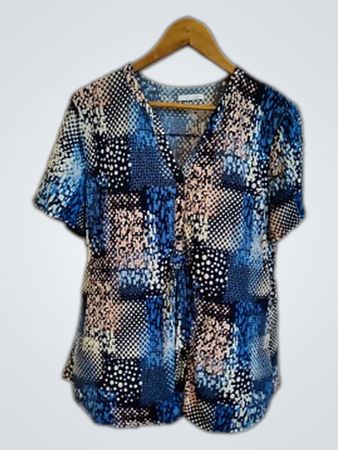 Diane Lowry Printed V-Neck Blouse