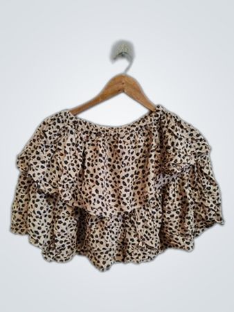 Unbranded Leopard Print Ruffled Blouse