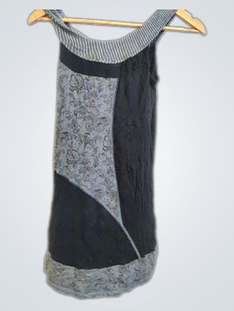 Gray and Black Patchwork Dress