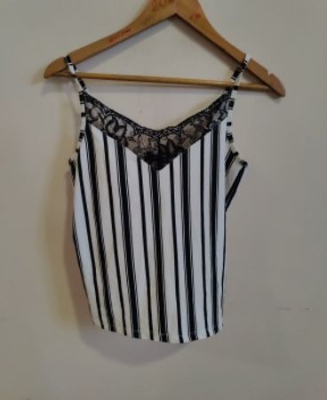Jennyfer Striped Lace Cami Top