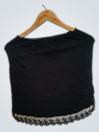 Black Cropped Top with Lace Trim