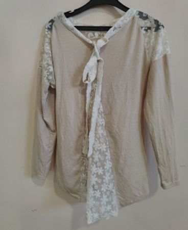 Long Sleeve Lace Trim Blouse
