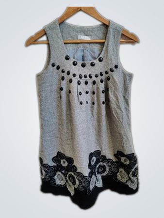 Gray Embellished Sleeveless Top