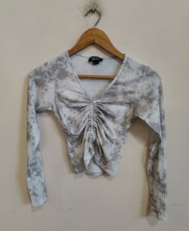New Look Grey Ruched Long-Sleeve Top