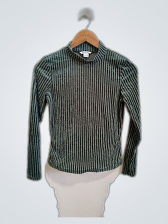 Monki Green Striped Long Sleeve Turtleneck