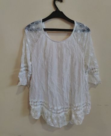 White Lace Trim Blouse