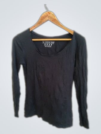 Unbranded Black Stretch Scoop Neck Long Sleeve Top