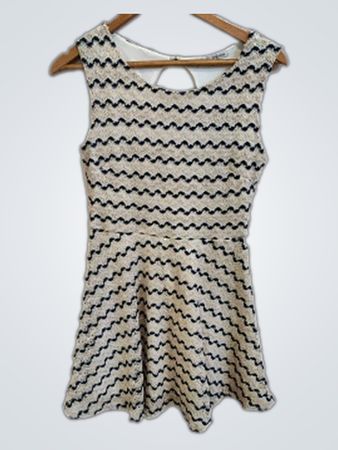 River Island Black and White Chevron Dress