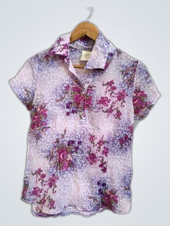 Compliments Floral Print Button-Down Blouse