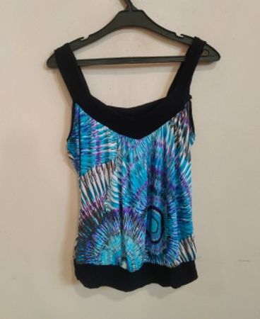 Blue and Black Tie-Dye Tank Top