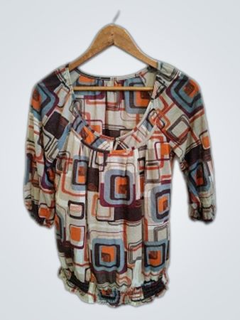 Blouse with Geometric Pattern