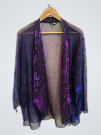 Purple Floral Sheer Shawl