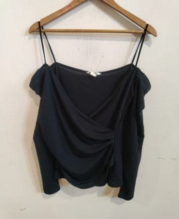 Zara Black Off-Shoulder Ruffle Top