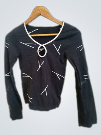 Unbranded Black Long-Sleeve Abstract Print Top